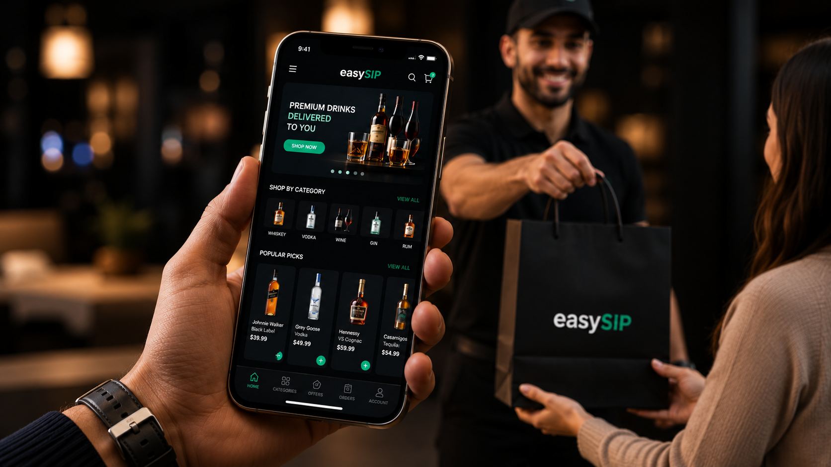 easySIP™ app — shop premium drinks, delivered to you